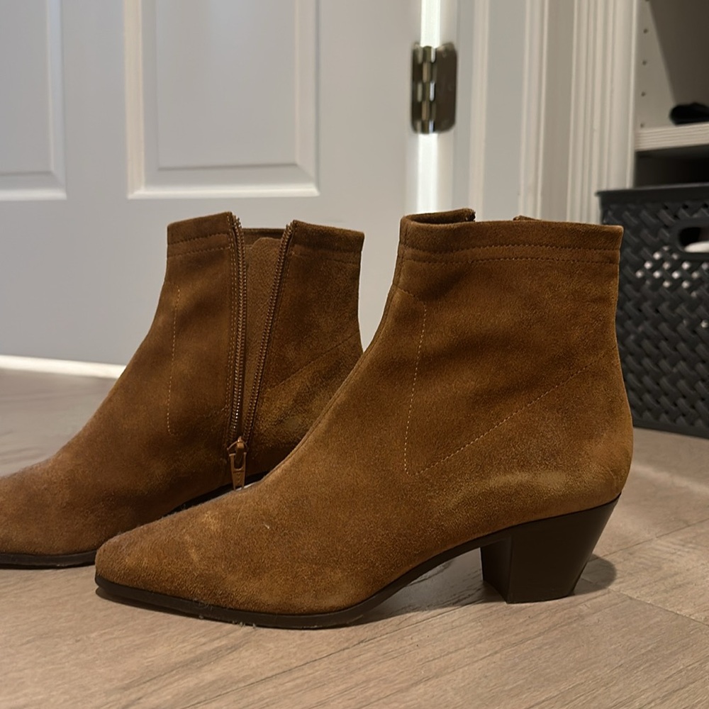 Maje Flika Tan Brown Suede Ankle Boots